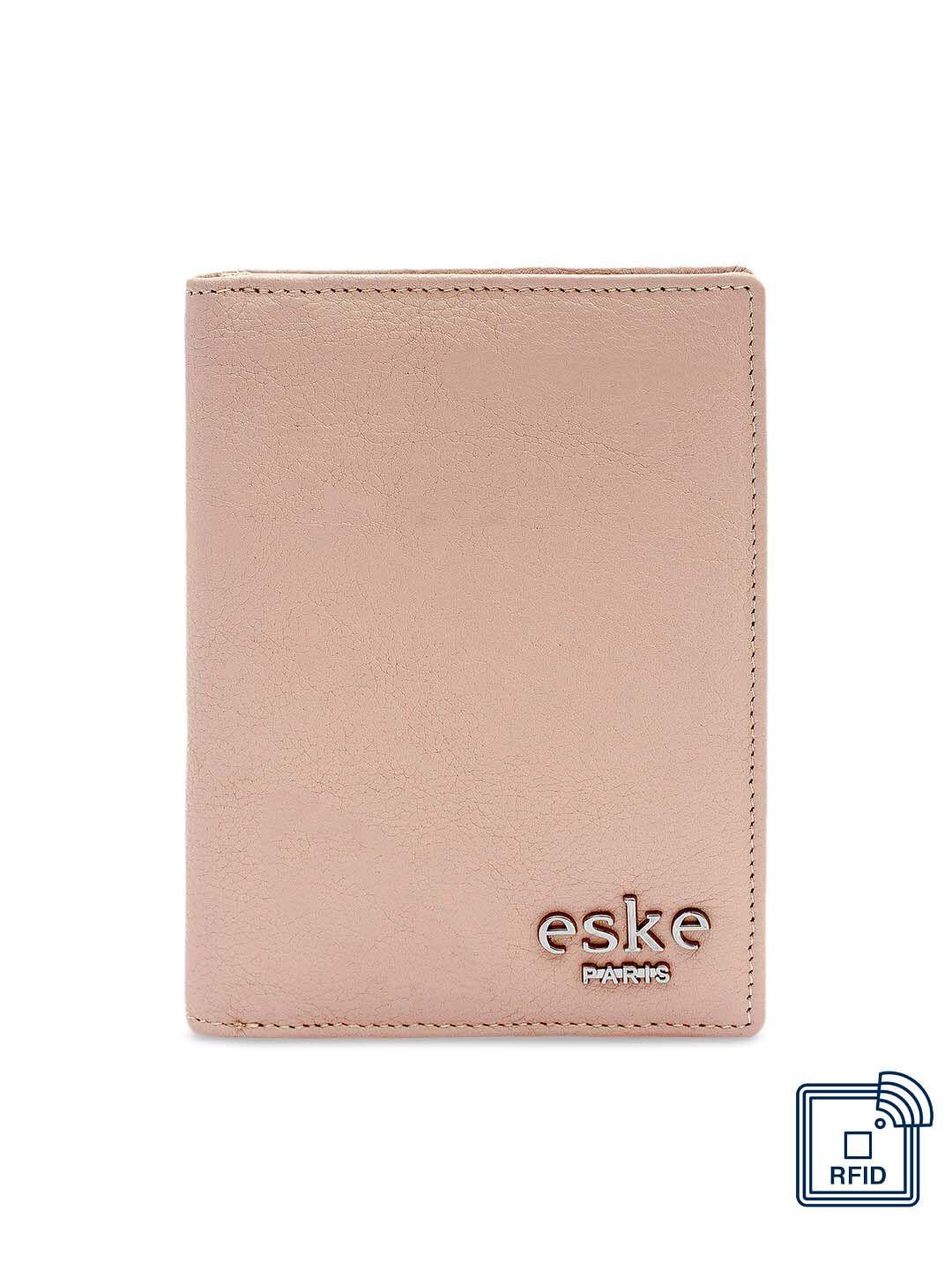 eske men pink solid leather passport holder