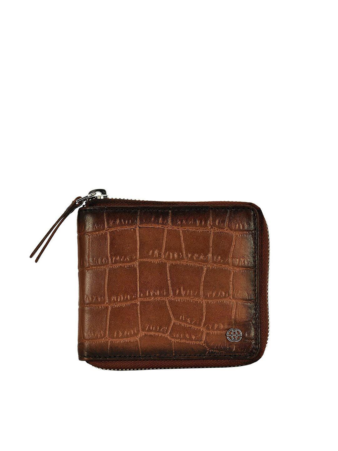 eske men tan leather zip around wallet