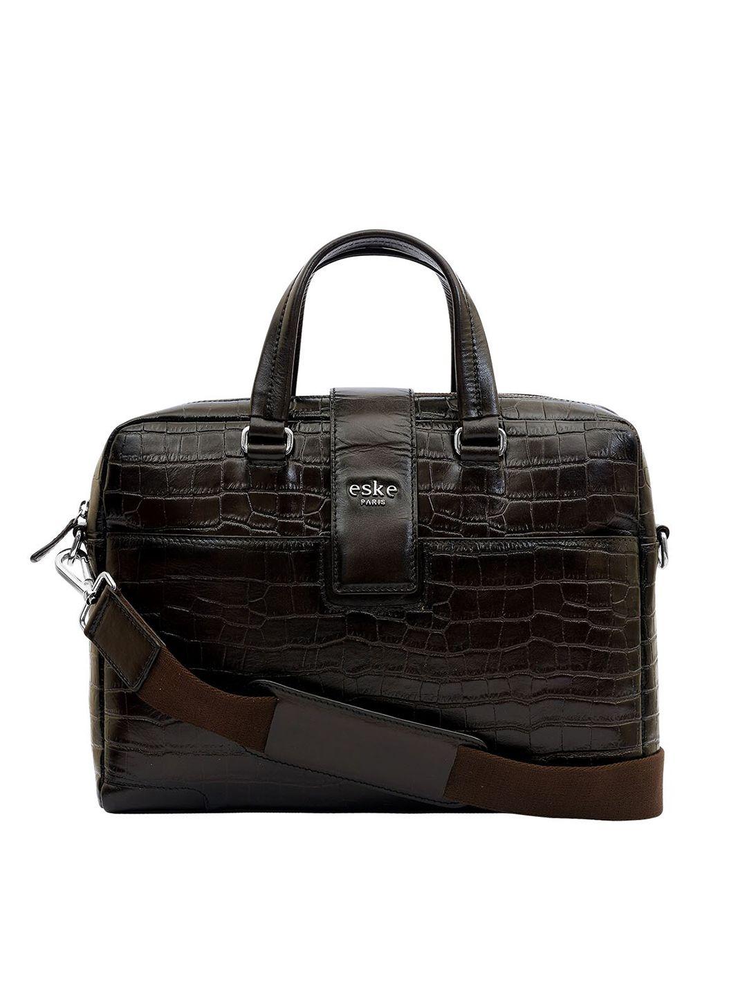 eske men textured leather laptop bag