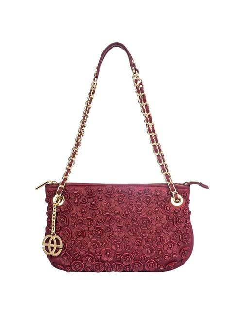 eske nabilo magenta embellished medium shoulder handbag