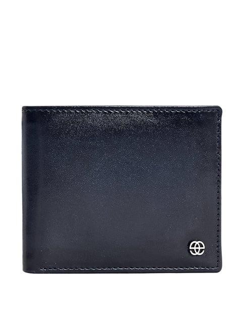 eske navy leather bi-fold wallet for men