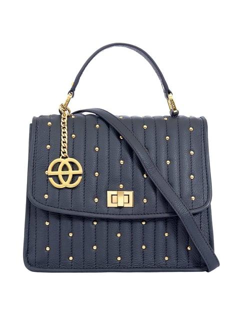 eske navy rivets medium satchel handbag