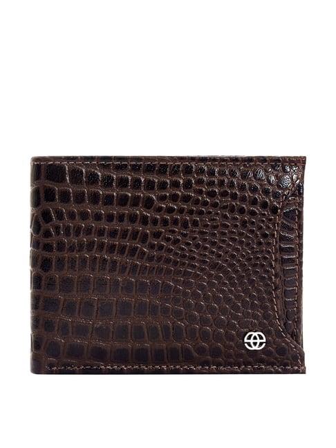 eske nello brown textured bi-fold wallets for men