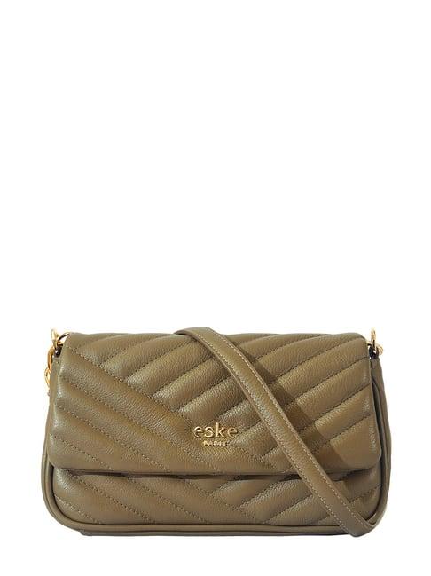 eske olive green quilted medium shoulder bag