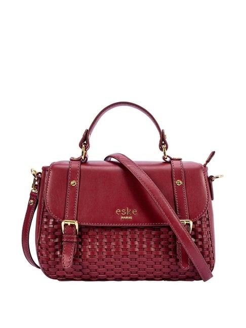 eske paloma maroon textured medium satchel handbag