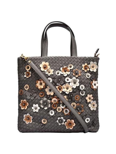eske paola grey embellished medium tote handbag
