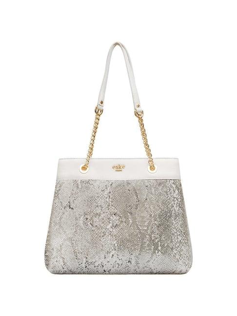 eske paris white textured medium shoulder bag