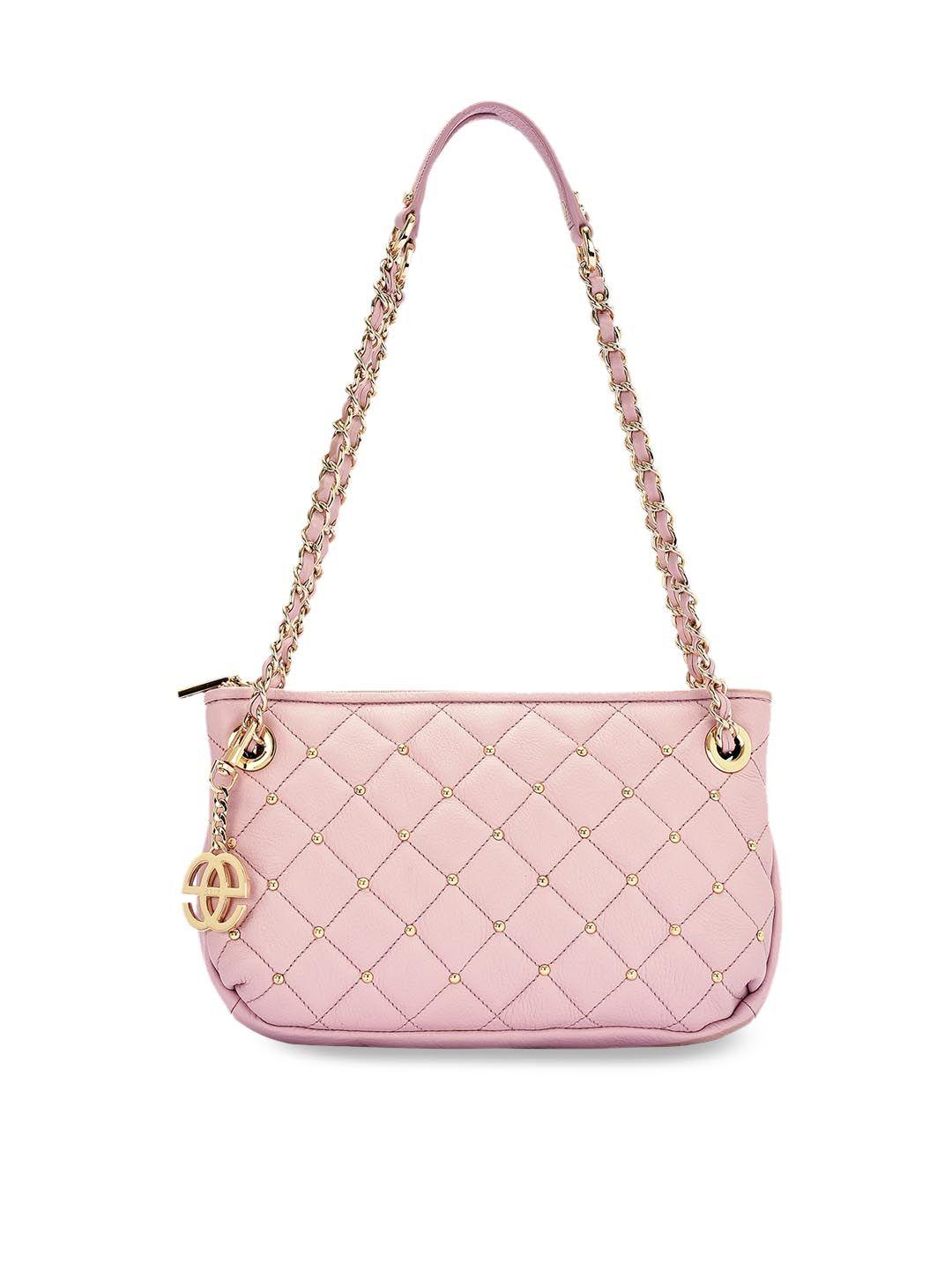 eske pink embellished quilted shoulder bag