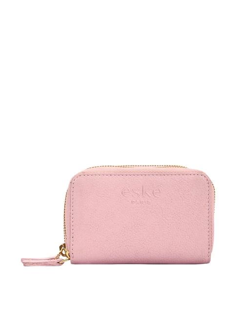 eske pink leather wallet for women