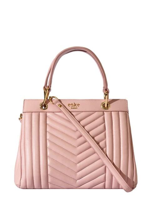 eske pink textured medium satchel handbag