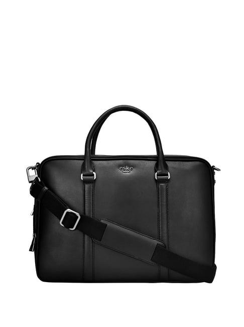 eske rupert black leather medium laptop messenger bag