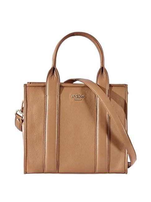 eske trude tan solid large tote handbag