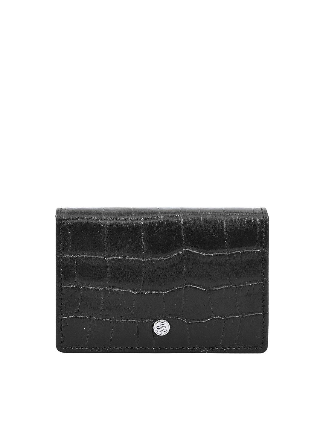 eske unisex black animal textured leather card holder