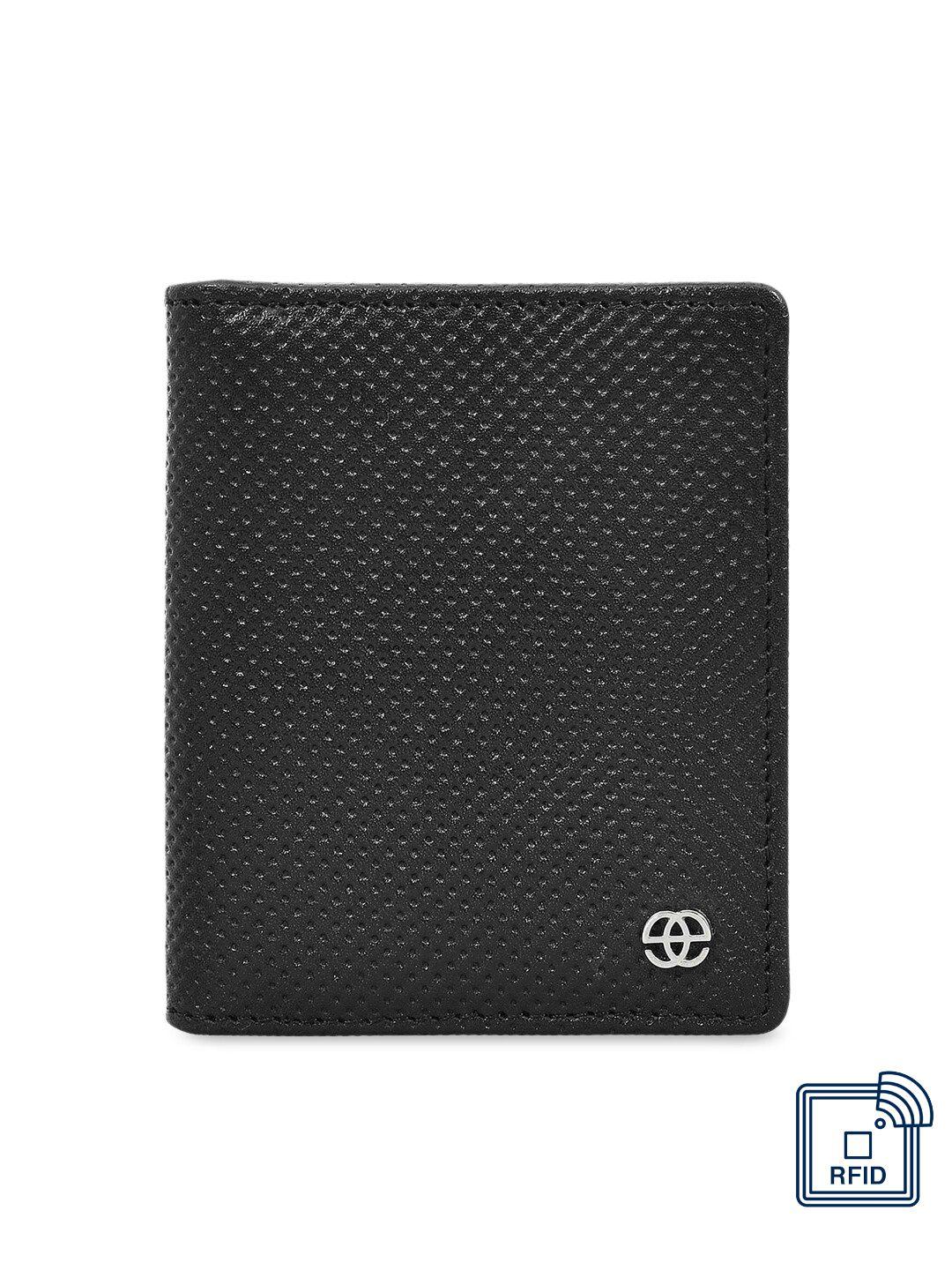 eske unisex black geometric textured leather card holder