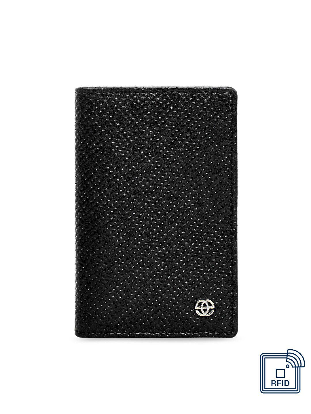 eske unisex black geometric textured leather card holder