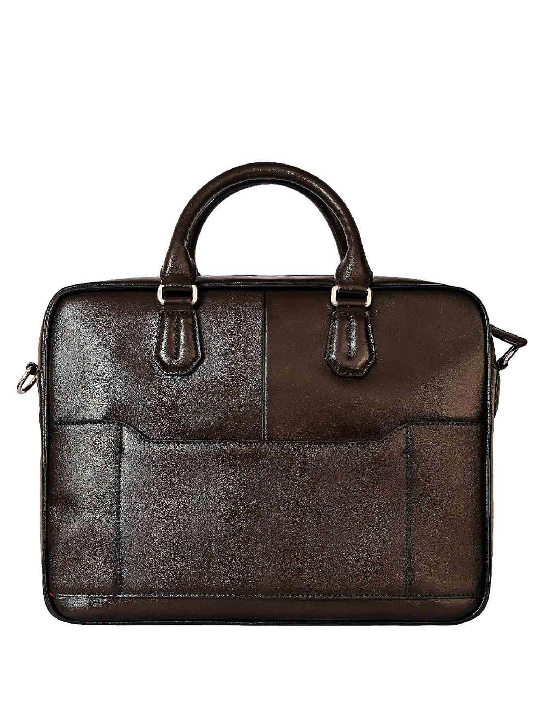 eske unisex brown leather laptop bag