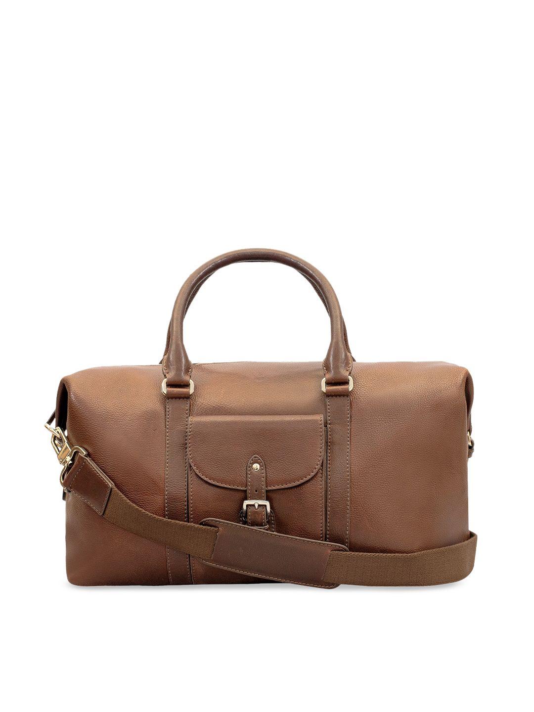 eske unisex brown solid leather duffel bag