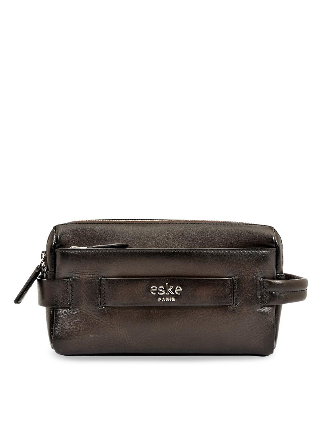 eske unisex brown solid travel pouch