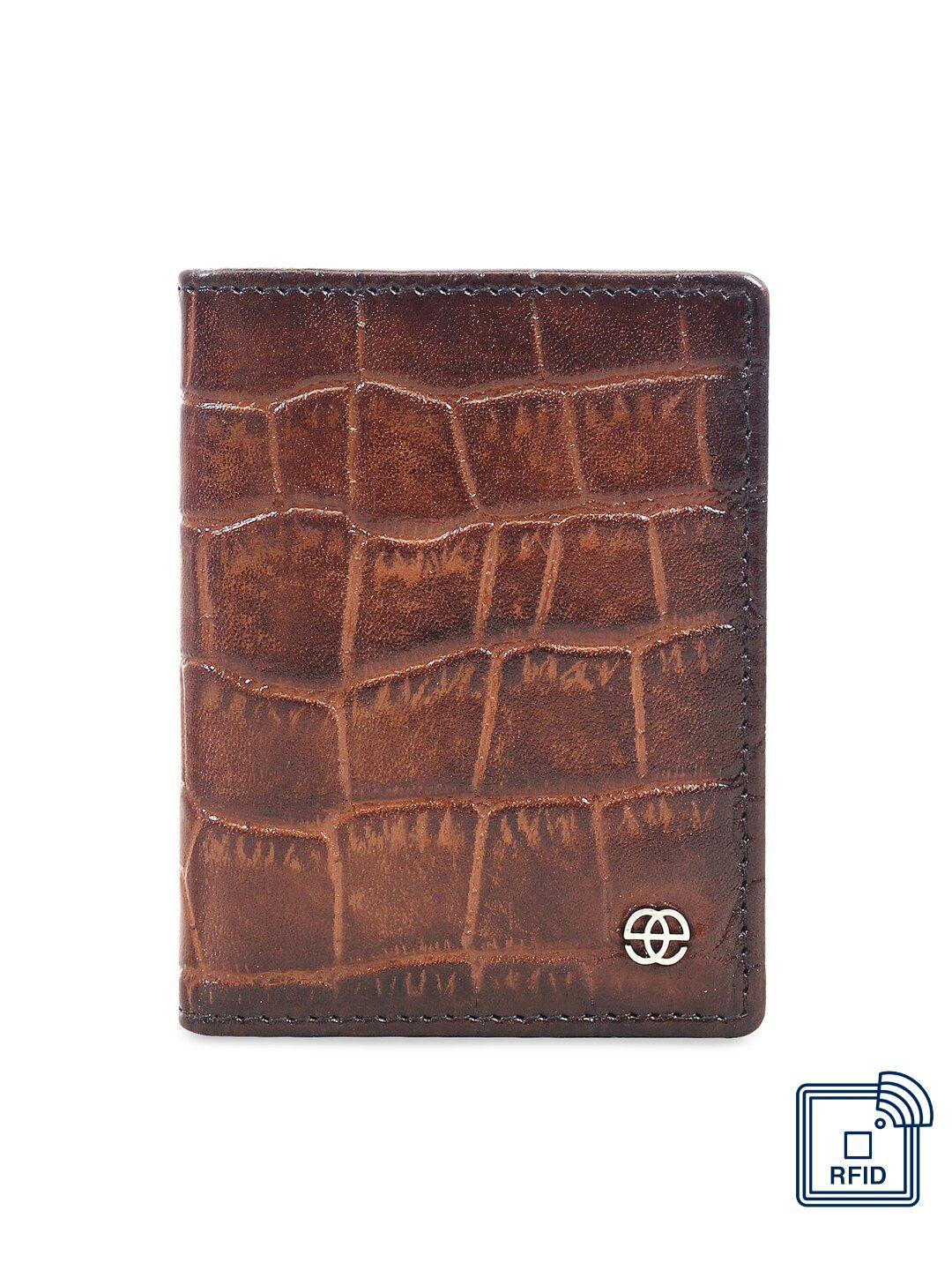 eske unisex tan brown animal textured leather card holder