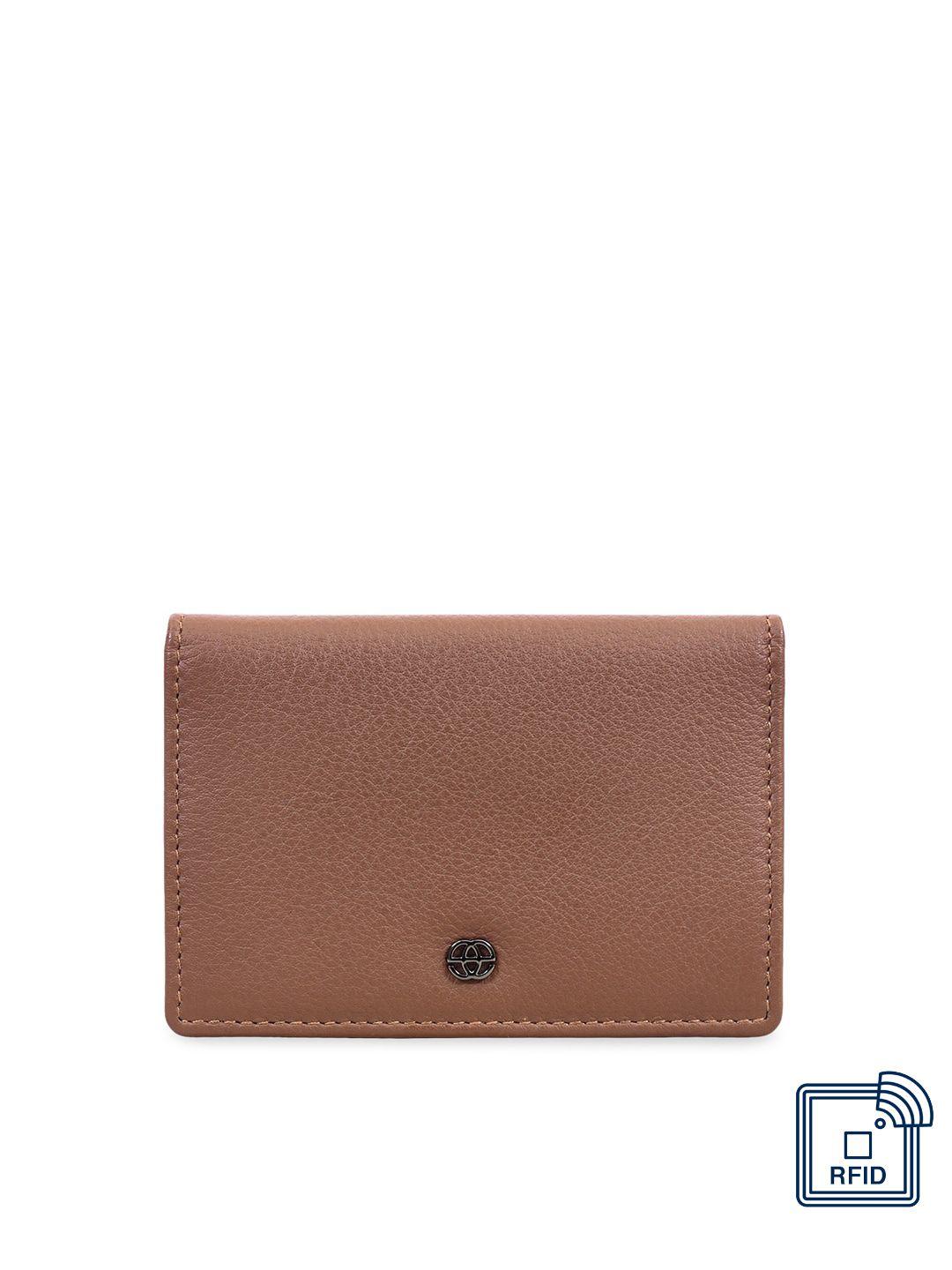 eske unisex tan brown solid leather card holder
