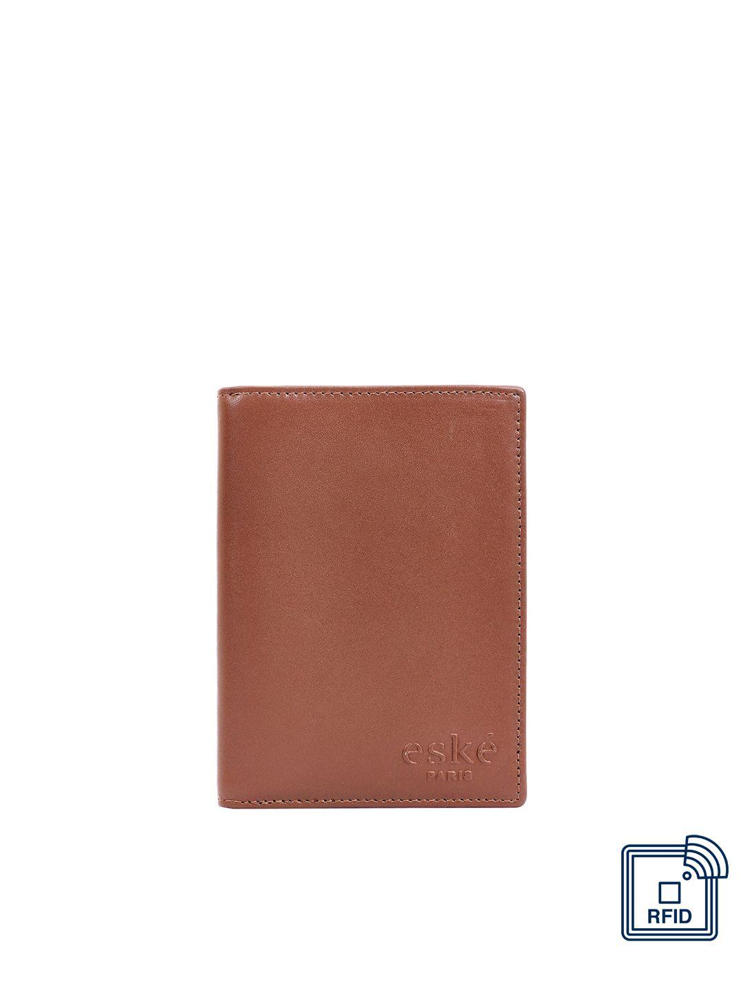 eske unisex tan leather passport holder