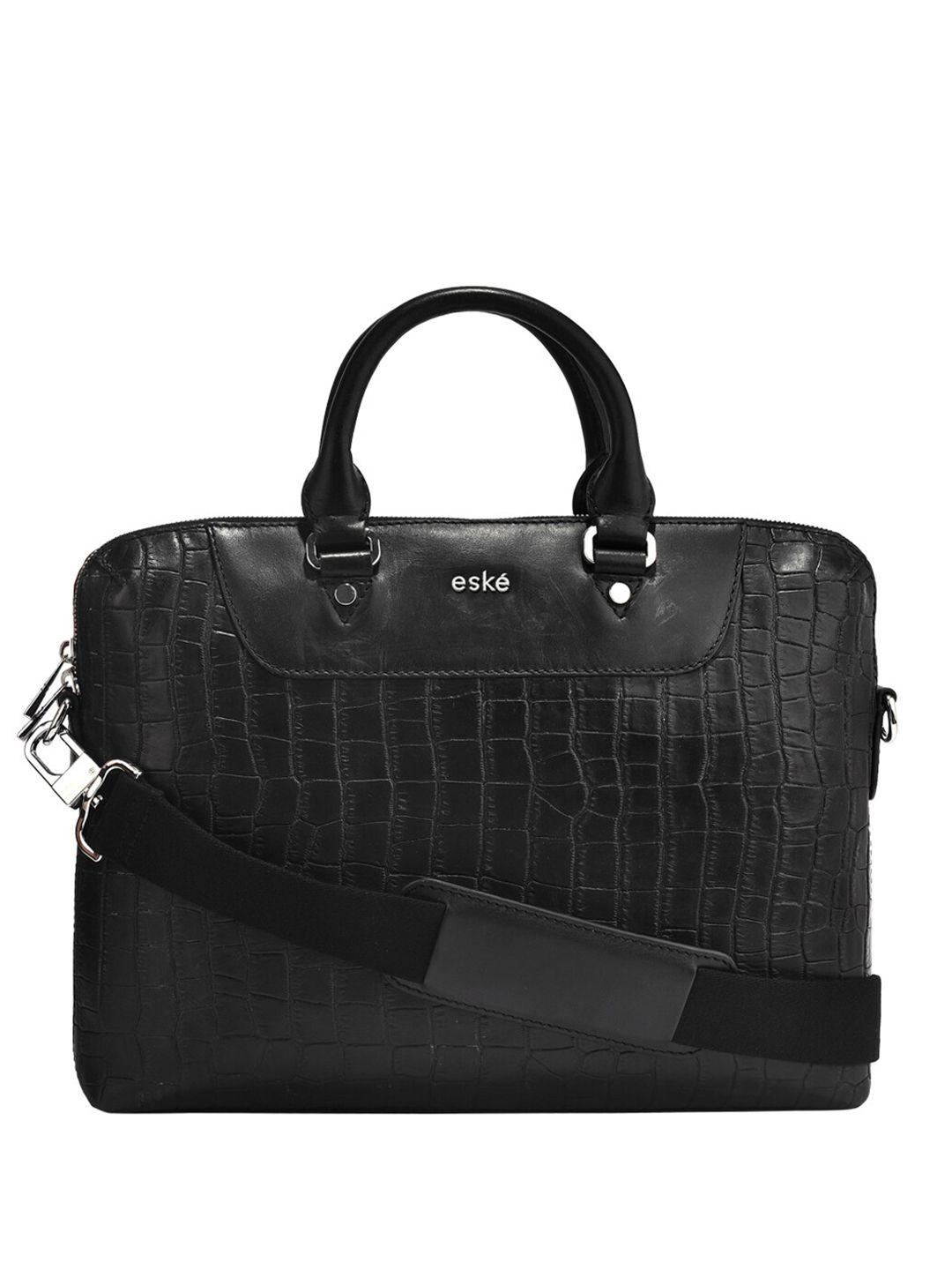 eske unisex textured leather laptop bag