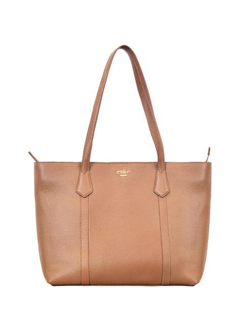 eske vanessa brown solid medium tote handbag