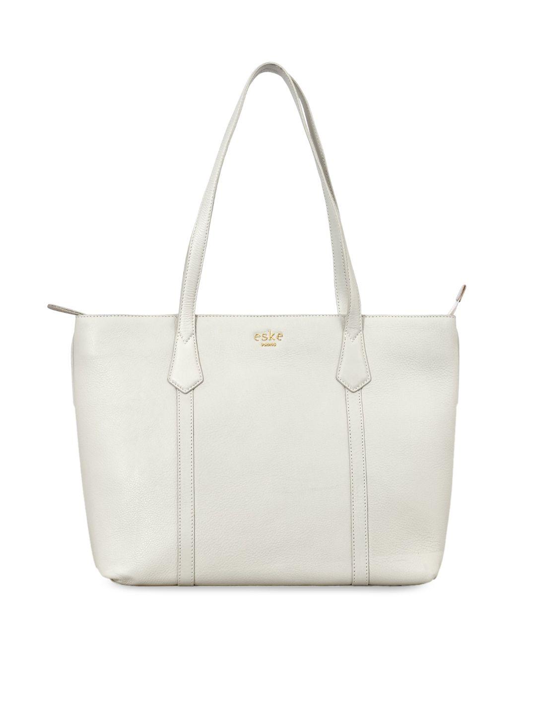 eske white leather structured shoulder bag