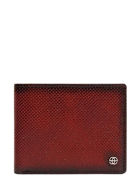 eske wine perfo hand stitched perforated bi-fold leather wallet for men