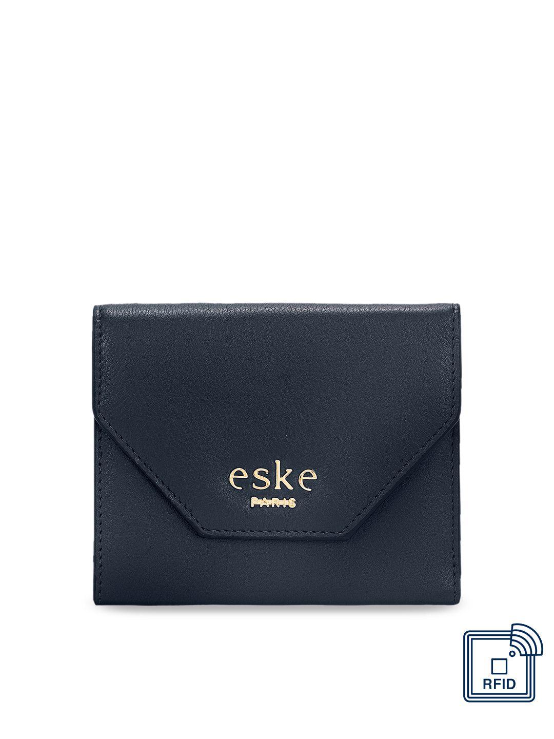 eske women blue solid two fold wallet