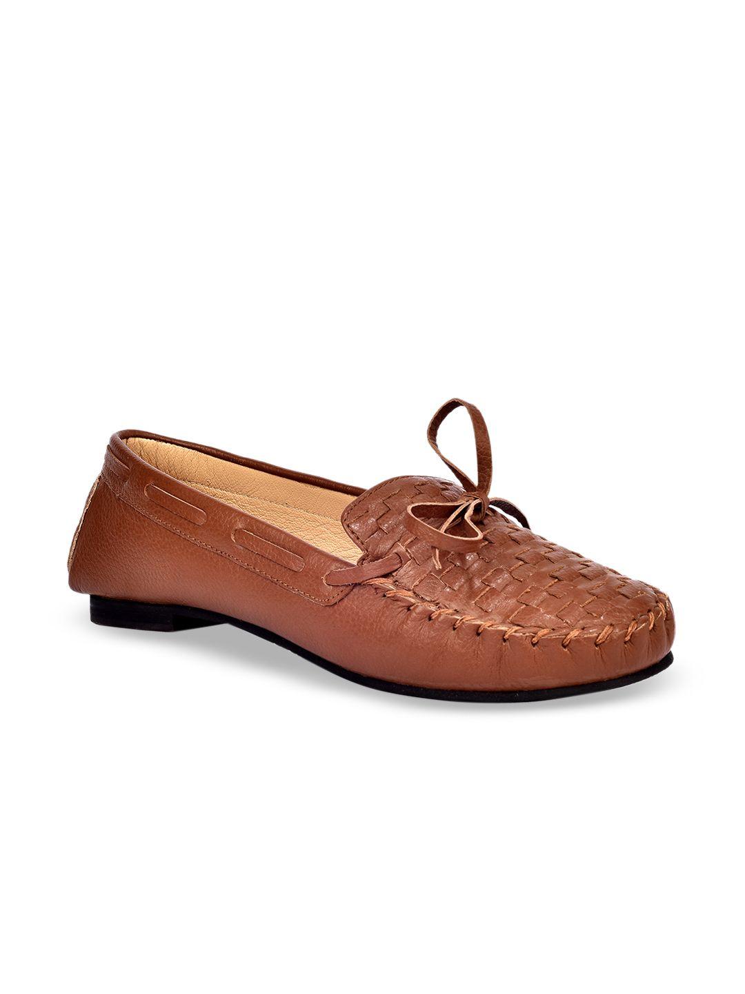 eske women brown textured leather ballerinas