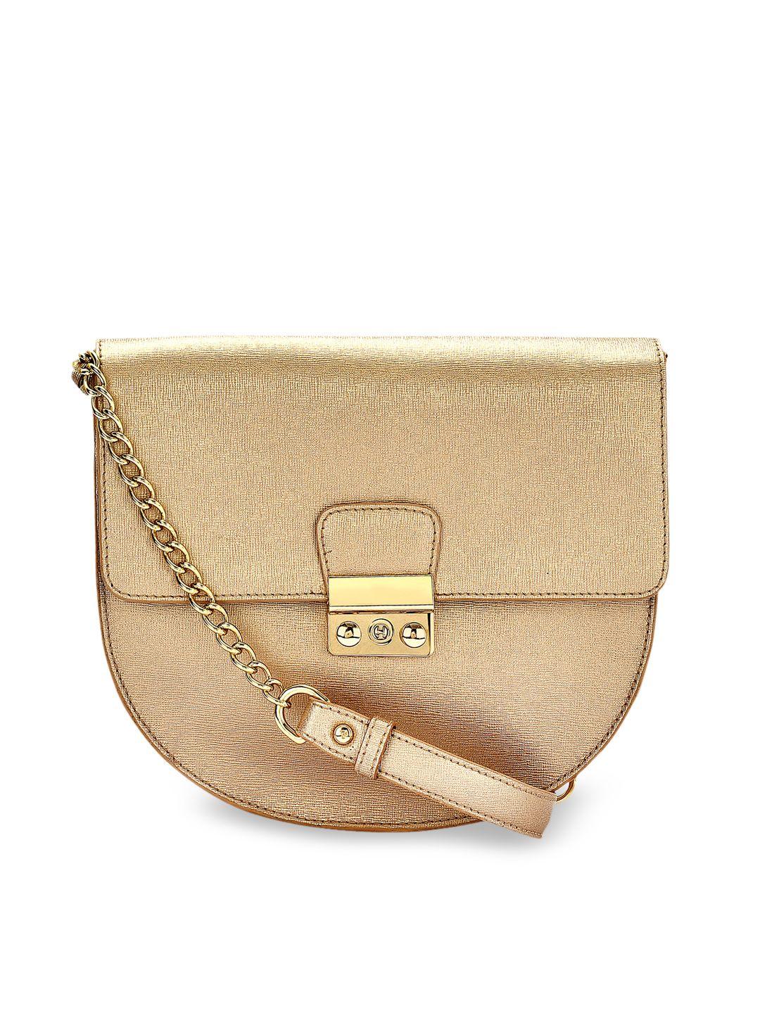eske women gold-toned textured leather sling bag
