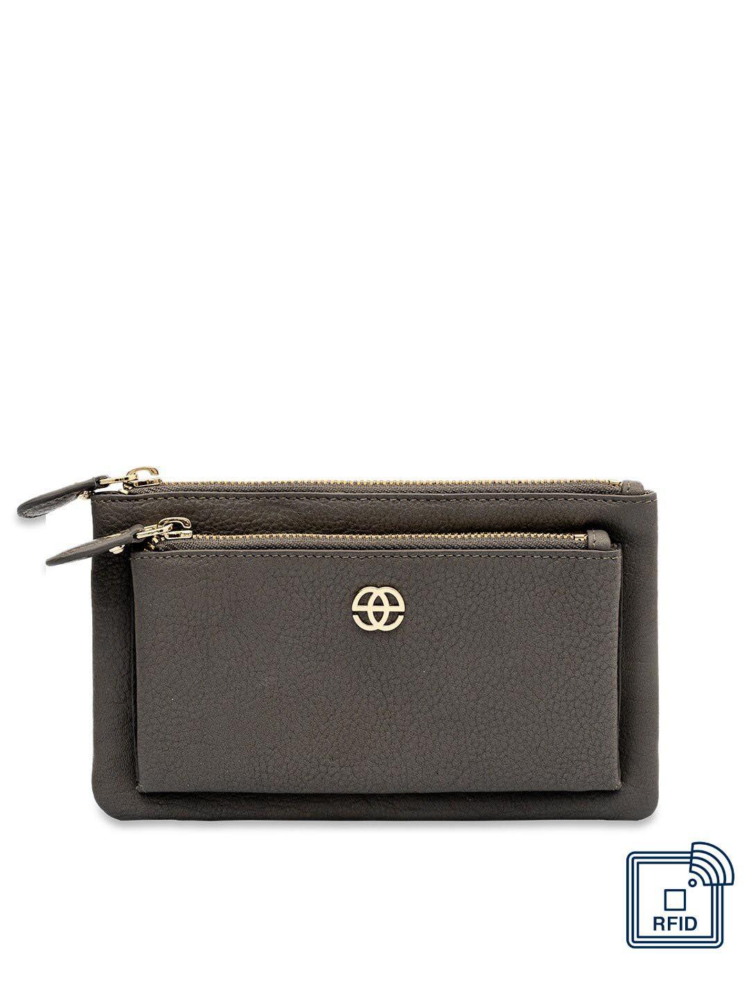 eske women grey paris aleta leather solid zip around wallet