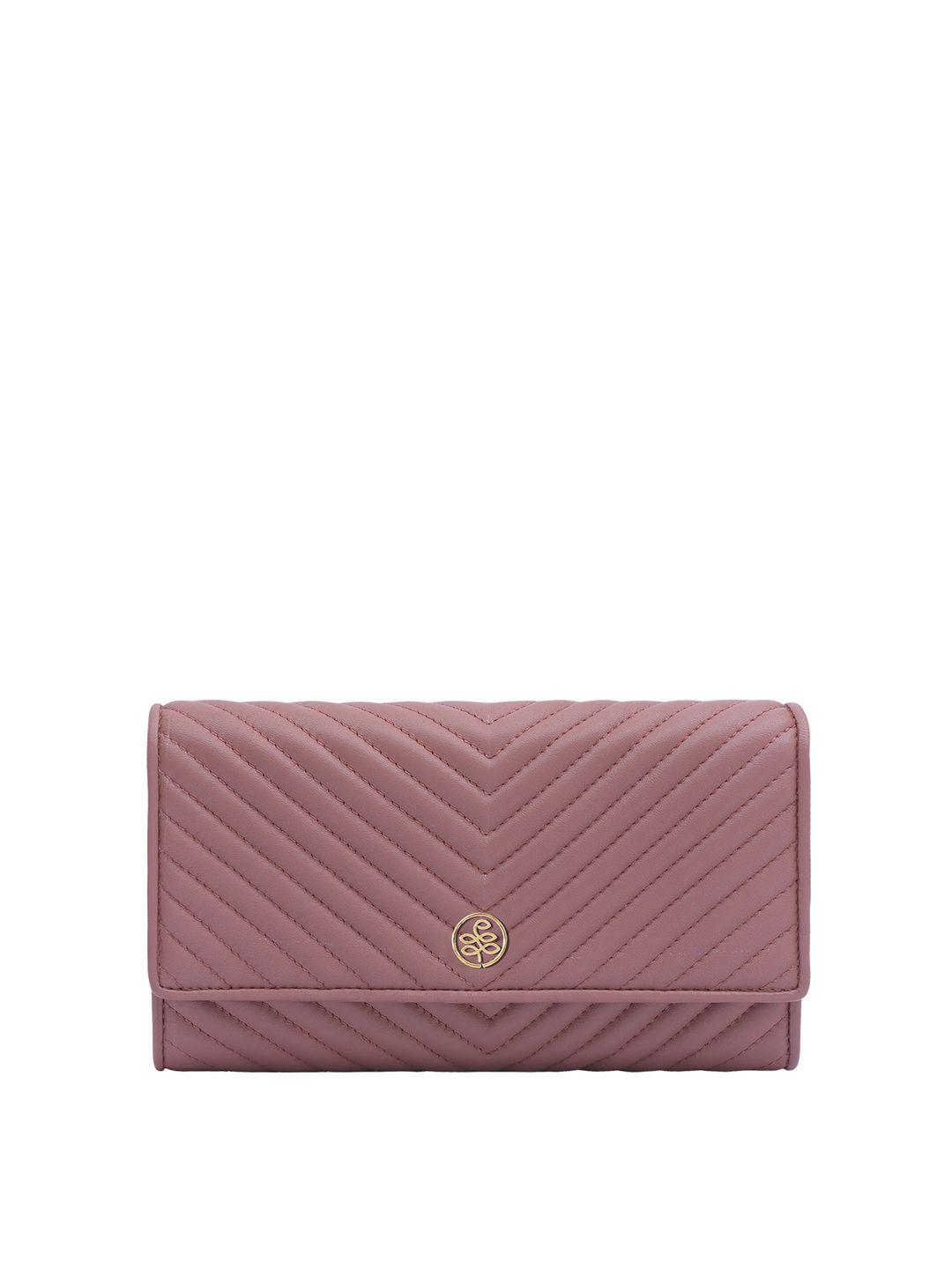 eske women pink textured quilted leather zip around wallet