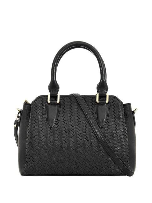 eske yoana city black textured medium handbag