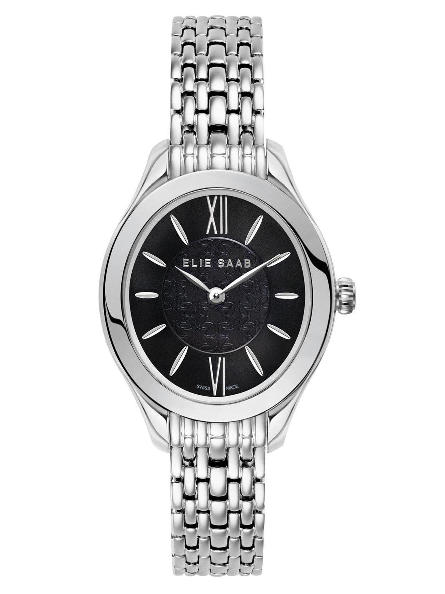 esme001e mystere d'elie elegance swiss made black oval dial watch for women