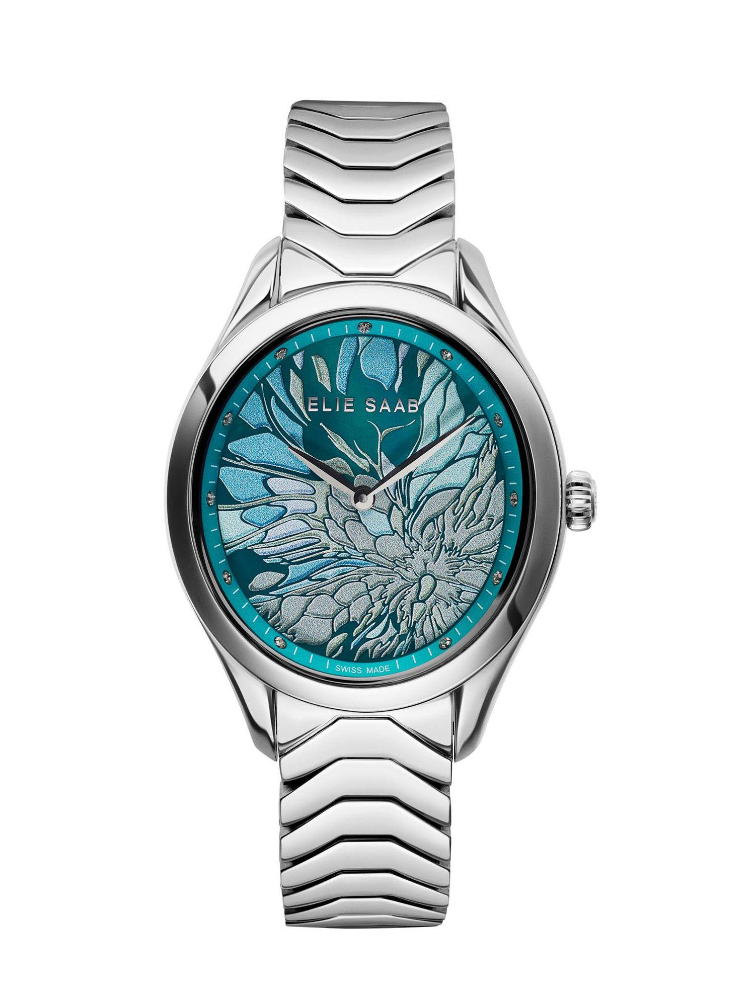 esme002 mystere d'elie swiss made diamond blue oval dial watch for women