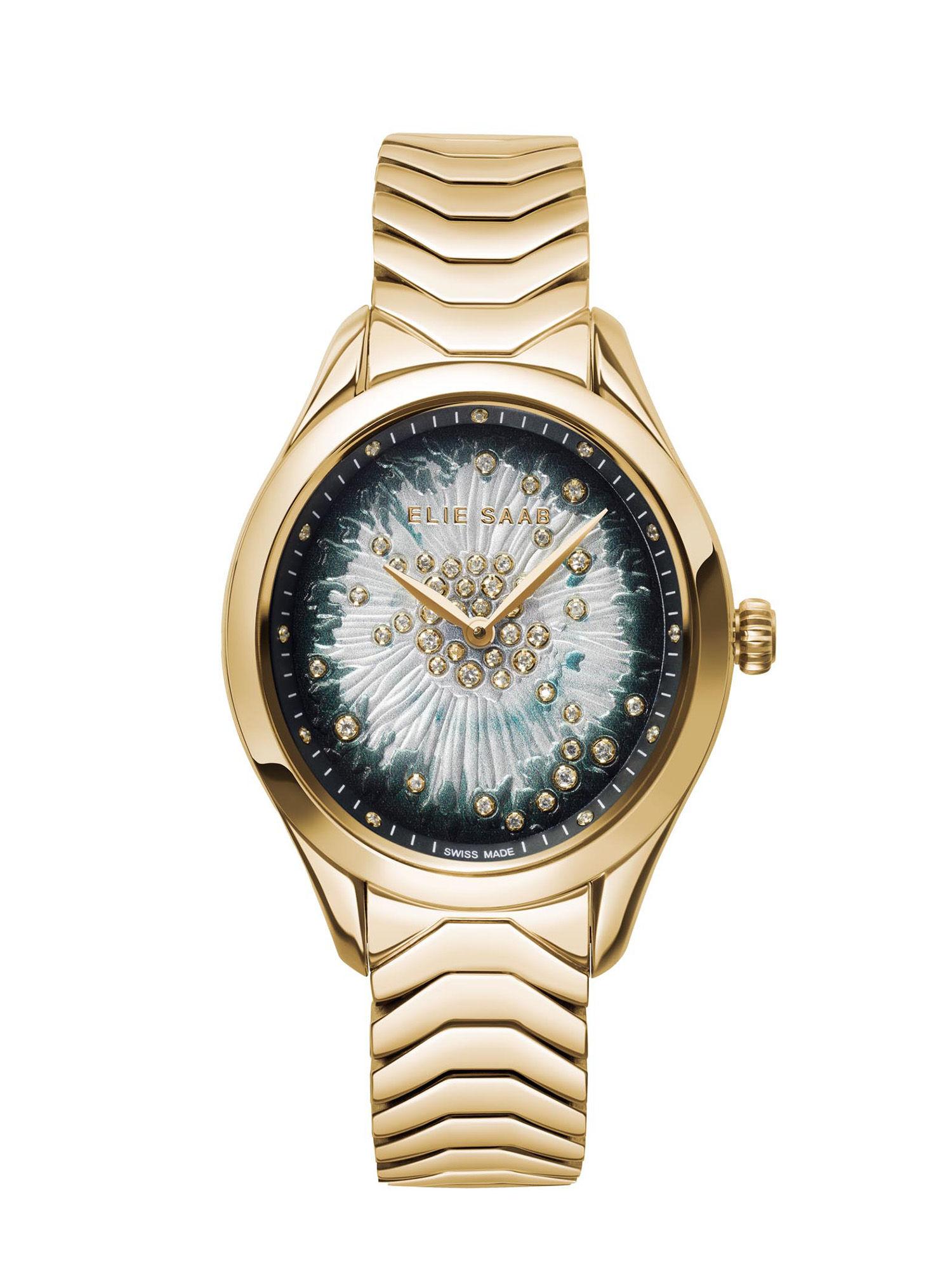 esme003f mystere d'elie fleur swiss made diamond green oval dial watch for women