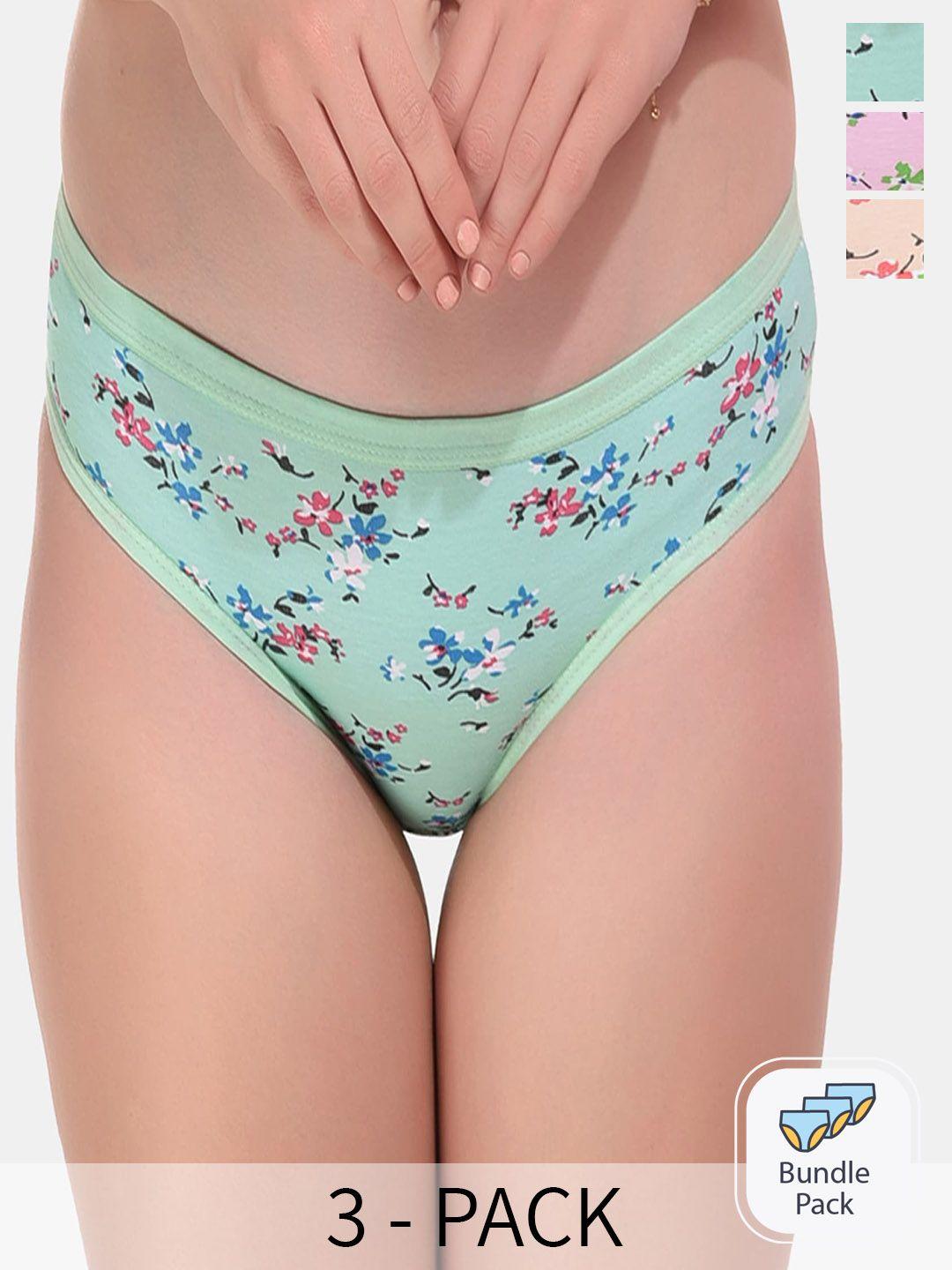 esoroucha women pack of 3 floral printed hipster ribbed briefs