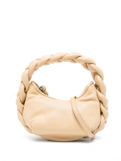 espiga mini braided handle leather handbag