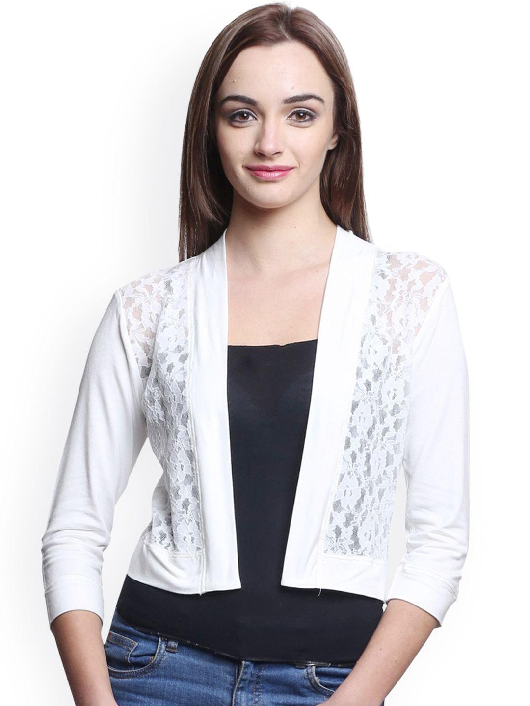 espresso off-white solid open front shrug