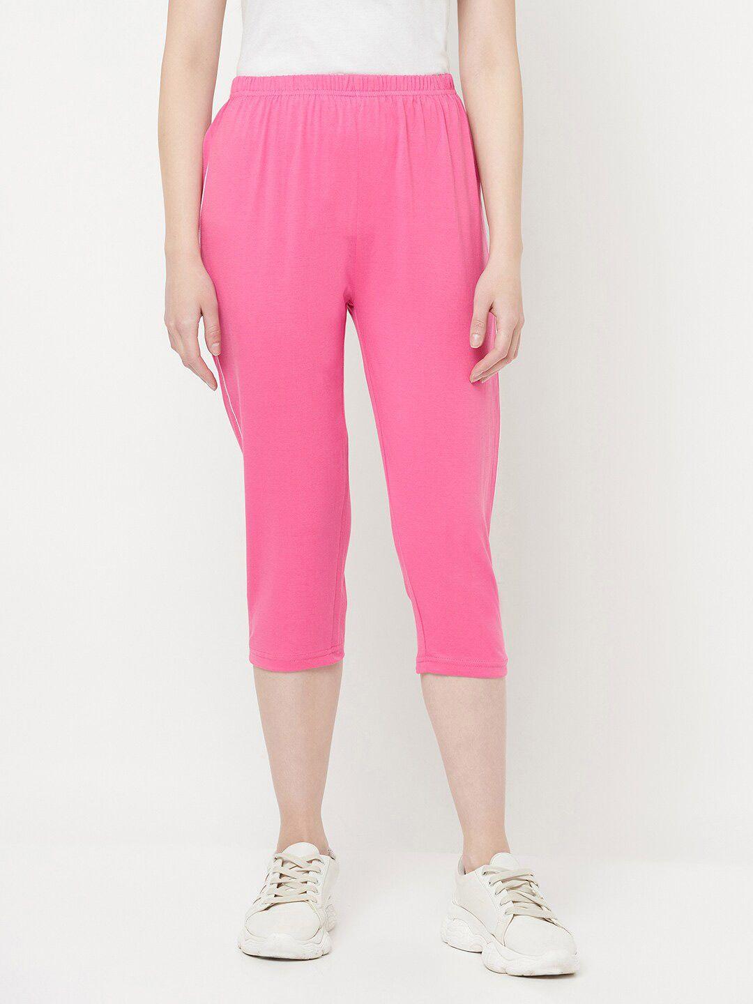 espresso women fuchsia pure cotton capris