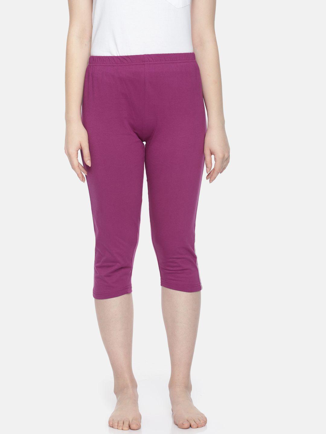 espresso women purple solid regular fit capris esp-4000-sc1