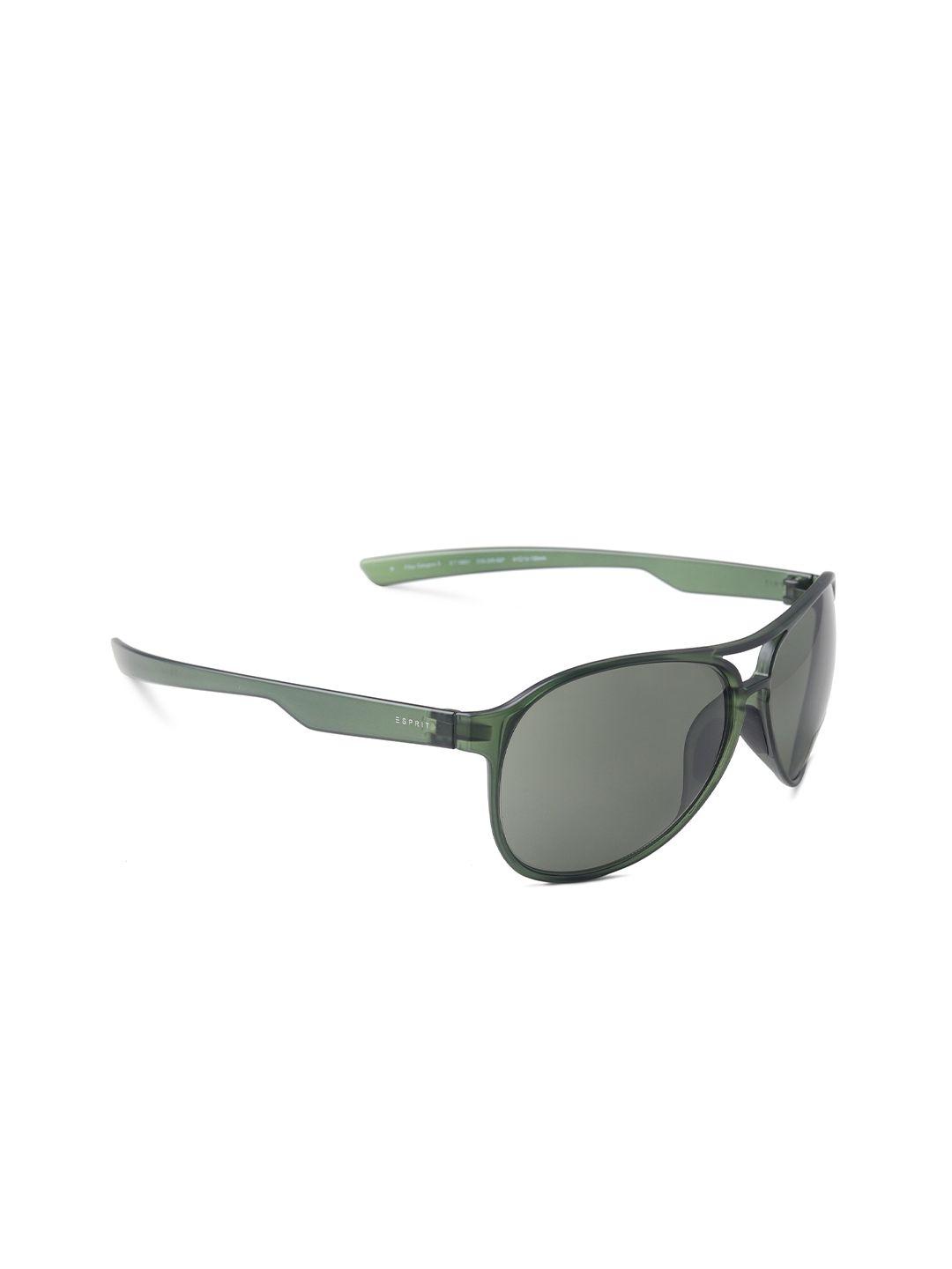 esprit unisex green lens & green round sunglasses with uv protected lens et19631-61-527