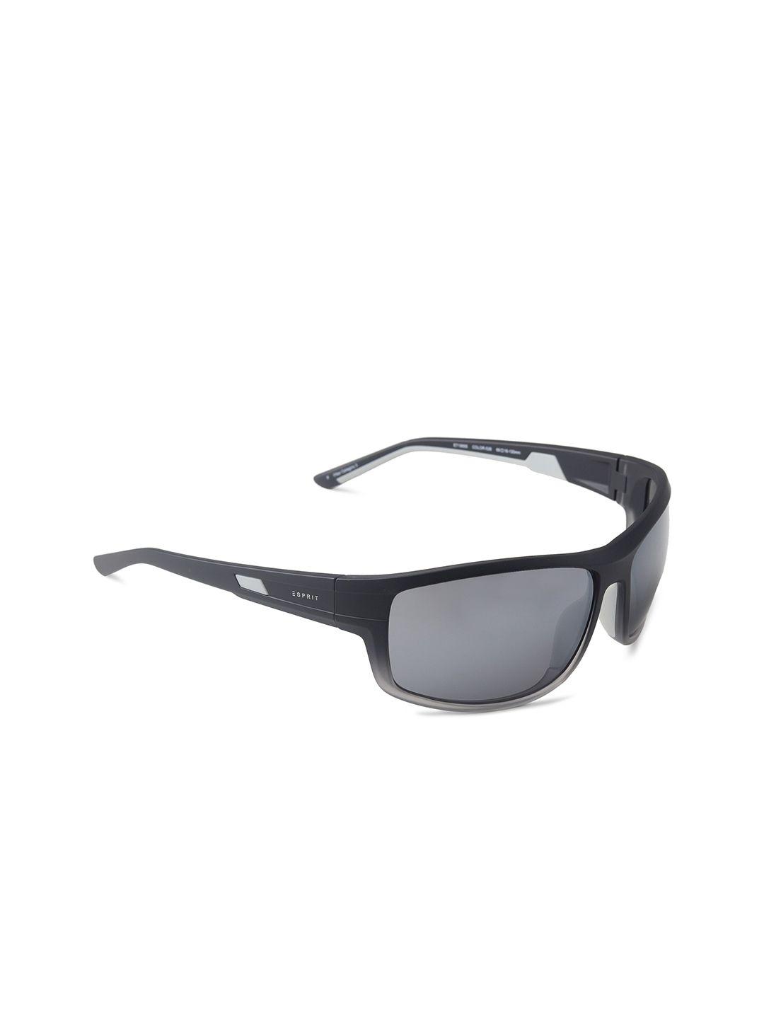 esprit unisex grey lens & black rectangle sunglasses with uv protected lens et19655-66-538