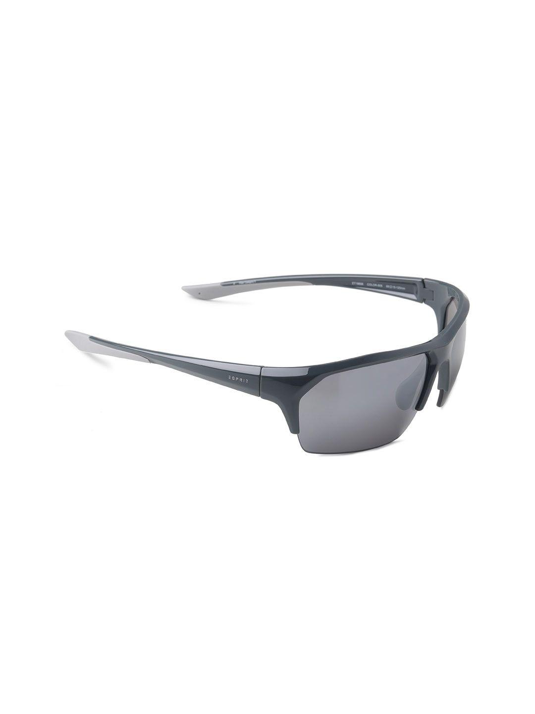 esprit unisex grey lens & black shield uv protected lens sunglasses