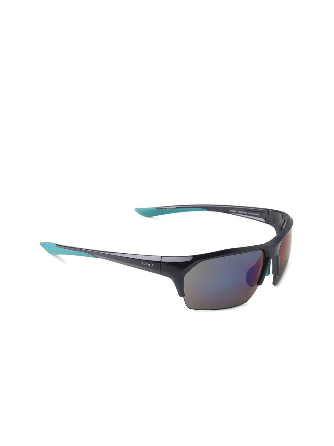 esprit unisex mirrored lens & black square sunglasses with uv protected lens et19656