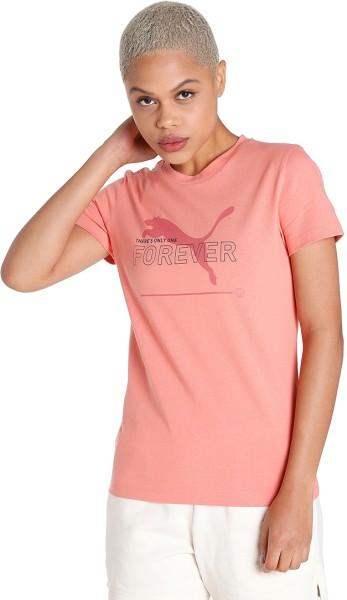 ess better tee women printed crew neck cotton blend pink t-shirt