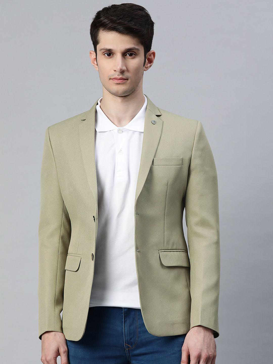 essas club men green solid regular fit single-breasted blazer