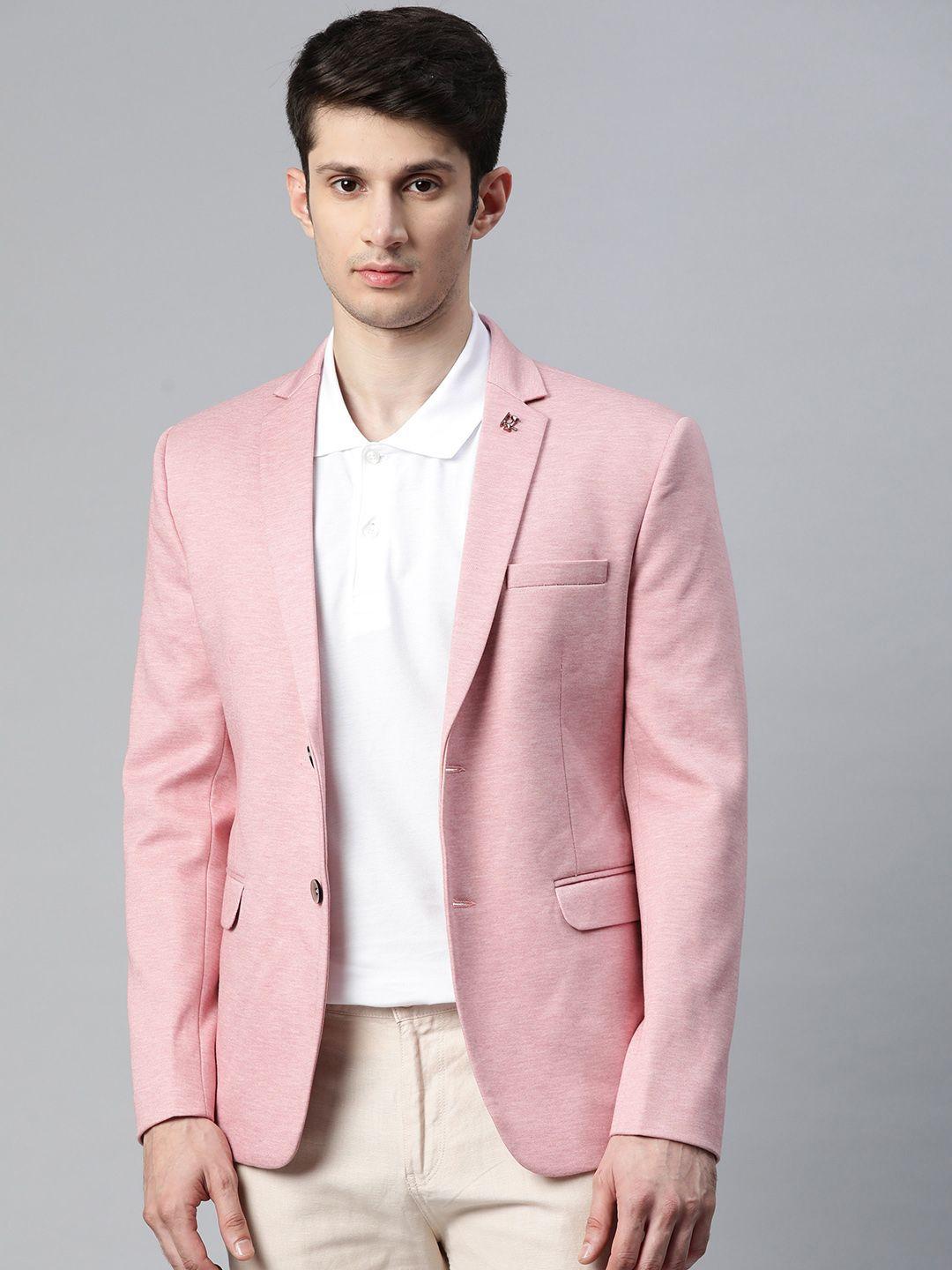 essas club men pink single-breasted regular fit knitted blazer